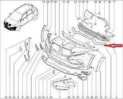 Фото Накладка переднего бампера ЛАДА Xray КРОСС "АВТОВАЗ" нижняя центральная серебристая