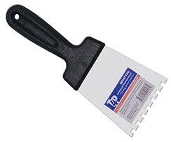 Фото Шпатель фасадный нержав. 250мм, зуб 6х6 пласт руч. T4P 1201176