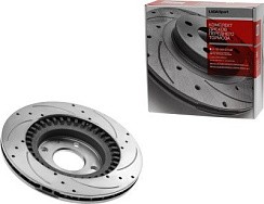 Фото Диск перед.тормозной 2112,1118,2170 (R14) перфорированный+канавки LADA SPORT (уп.2шт) "АВТОВАЗ"