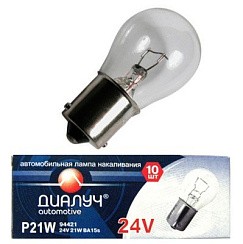 Фото Автолампа P21W 24V 21W BA15s Диалуч габарит, стопсигнал