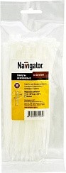 Фото Хомут 2.5х200 нейлон белый (уп.100шт) Navigator 17221
