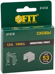 Фото Скобы тип 53 ,12мм, закаленные ,1000шт, FIT