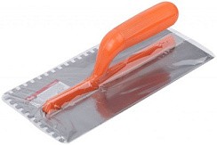 Фото Гладилка стальная с пластиковой ручкой, 280х130 мм зубчатая, зуб  6х6 мм КУРС