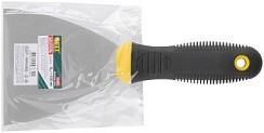 Фото Шпатель нержавеющий 100 мм черно-желтая прорезин.ручка FIT