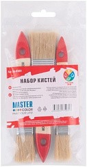 Фото Набор из 3-х флейцевых кистей с деревянными ручками: ширина 20, 25, 35 мм, натур. щетина, 55% топс