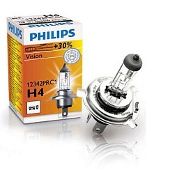 Фото Автолампа H4 12V  60/55W P43t + 30% Philips Premium дальний и ближний