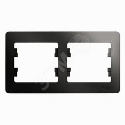 Фото Рамка 2 поста горизонтальная Антрацит GLOSSA GSL000702