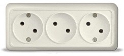 Фото Розетка 3-м о/у с/з "Олимп" 16А 220В сл.кость "UNIVersal" 1167