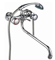 Фото Смеситель д/ванны двуручковый R64123F c S-изливом, (Zn), хром Rainsberg