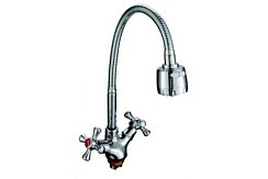 Фото Смеситель д/кухни двуручковый R5813F-8 с гибким изливом,хром Rainsberg