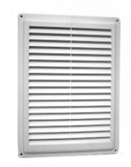 Фото Решетка вентиляционная 175*175 жалюзи наклонные с москитной сеткой ФЛЕКС