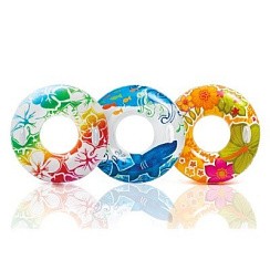 Фото Надувной круг ПРОЗРАЧНЫЙ с ручками, диаметр 97см. 58263/12