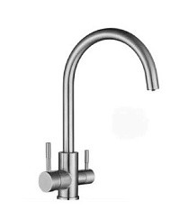 Фото .Смеситель д/кухни T60203B двуручковый, гайка OUTE РАСПРОДАЖА