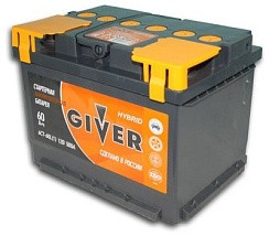 Фото АКБ 60а/ч п/п 500A GIVER (L=242; b=175; h=190)