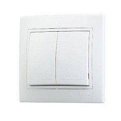 Фото Выключатель 2-кл. СП Мира бел/бел. Lezard 701-0202-101