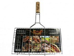 Фото Решетка-гриль плоская 34*22см (3.8/2.5/1.5мм) дл.54см, хром.сталь