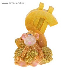 фото Сувенир полистоун "Обезьянка в монетах с долларом" МИКС, 6,2х5х3 см
