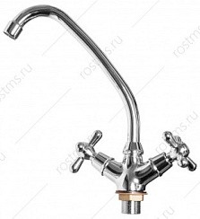 Фото Смеситель д/кухни SL129-271F двуручковый, высокий поворот.излив, Латунь, РМС