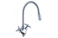 Фото Смеситель д/кухни двуручковый R6013F-8 белый  Rainsberg