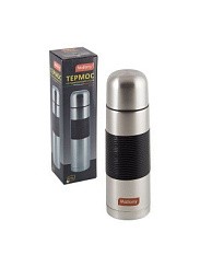 Фото Термос 1000 мл, NUOVO, узкое горло с кнопкой, нерж.сталь, силикон. вставки 5234 Mallony