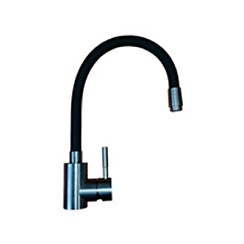 Фото Смеситель для кухни Lemen LA9009E,однорычажный, D35, нержавеющая сталь,черный гибкий излив