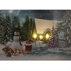 фото Картина светодиодная "Новогодняя ночь", размер: 40х30 см.3 лампы.на бат.