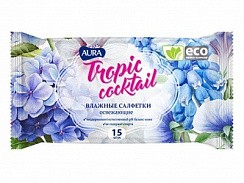 фото Салфетки влажные освежающие AURA TROPIC COCKTAIL pocket-pack 15шт