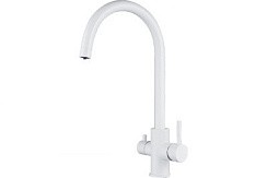 Фото .Смеситель д/кухни T60203CK одноручковый с фильтром на гайке, Ø35, (SUS-304) БЕЛЫЙ  OUTE