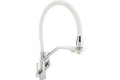 Фото .Смеситель д/кухни R603C с гибк.изливом под фильтр на гайке, Ø35, (Lt), БЕЛЫЙ/ХРОМ Rainsberg