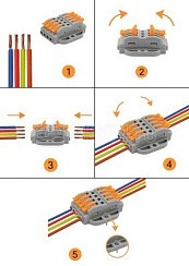 Фото Клемма строительно-монтажная рыч.4х0.08-4мм (блист.5шт) Rexant 07-6264-5