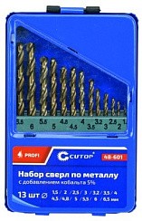 Фото Набор сверл по металлу 1,5-6,5 мм, с кобальтом 5% в металлической коробке; 13 шт Cutop Profi