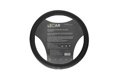 Фото Оплетка на руль из плетеной кожи эластичный обод (38 см.) черный LECAR "АВТОВАЗ"