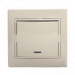 Фото Выключатель 1-кл. СП Мира с подсвет. крем/крем. Lezard 701-0303-111