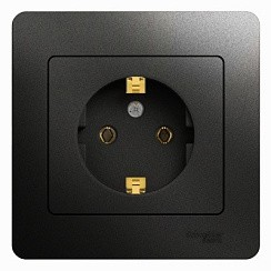 Фото Розетка 1-м с/з в сборе Антрацит GLOSSA GSL000742