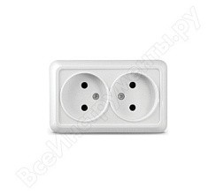 Фото Розетка 2-м о/у б/з "Олимп" 16А 220В  белая "UNIVersal" О0102