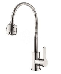 Фото Смеситель д/кухни L74304 моно (SUS304) гибкий излив, нерж.сталь,LEDEME