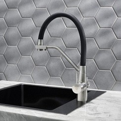 Фото Смеситель д/кухни SUS127BL-016F-015 с переключением фильтра, ø35, РМС