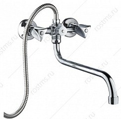 Фото Смеситель д/ванны SL119-143, двуручковый, длинный излив, хром, РМС