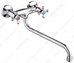 Фото Смеситель д/кухни  SL71-361 двуручковый, Настенный, Латунь, длин.излив, РМС