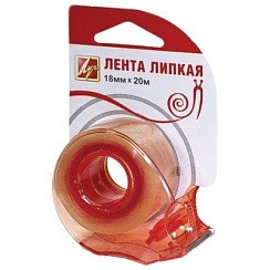 фото Клейкая лента 18 мм х 20 м канцелярская ЛУЧ прозрачная, в диспенсере, европодвес