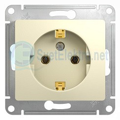 Фото Розетка 1-м с/з в рамку бежевая GLOSSA GSL000243