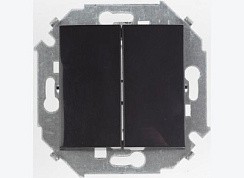 Фото Выключатель двухклавишный 16А 250В винтовой зажим черный глянец Simon 1591398-032