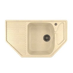 Фото Мойка ML-GM24 угловая с крылом, Бежевая (328), 490*780*170мм, MIXLINE