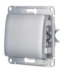 Фото Выключатель 1-кл. в рамку алюм. ах.10 GLOSSA GSL000311