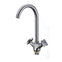 Фото Смеситель д/кухни SL117-274F двуручковый, высокий поворот.излив, РМС