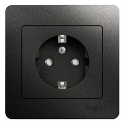 Фото Розетка 1-м с/з в сборе со шторками Антрацит GLOSSA GSL000744