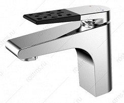 Фото Смеситель д/умывальника SL121BL-001F одноручковый, Хром, чёрн.ручка, латунь, РМС