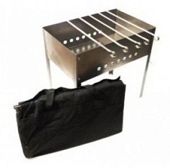 Фото Мангал Эконом 400*250*400 (сталь 0,4мм) + шампур углов. (6шт) 370*10*0,8мм в сумке