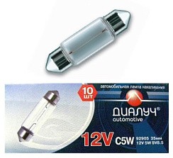 Фото Автолампа C5W 12V 5W SV8,5 35мм Диалуч софитная (пальчик) салон