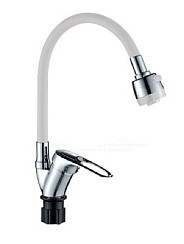 Фото Смеситель д/кухни одноручковый R3193FE одноручковый с гиб.изл. белый